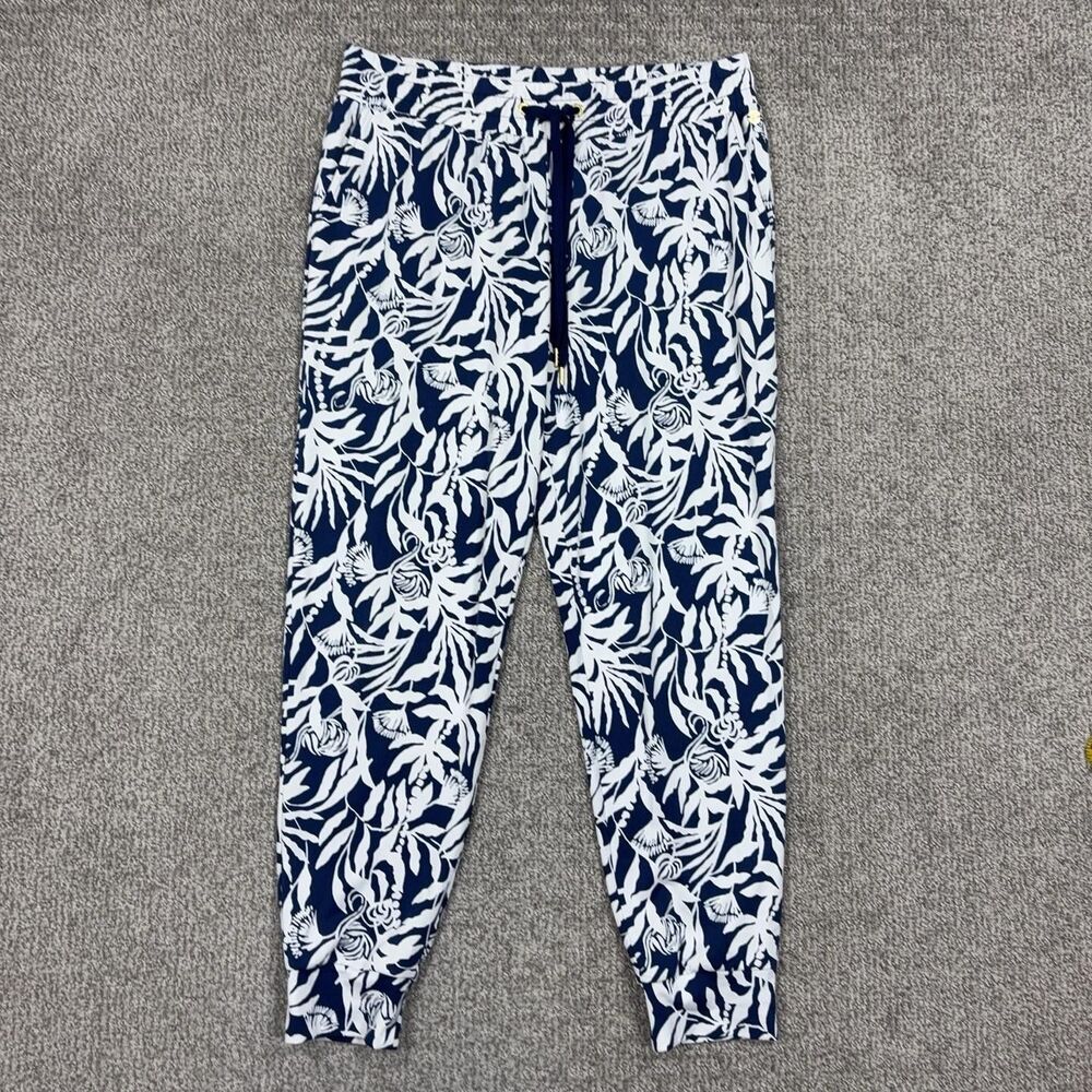 Lilly Pulitzer Pants Women Small Blue Floral Jogger Tropical Beach Lounge Travel